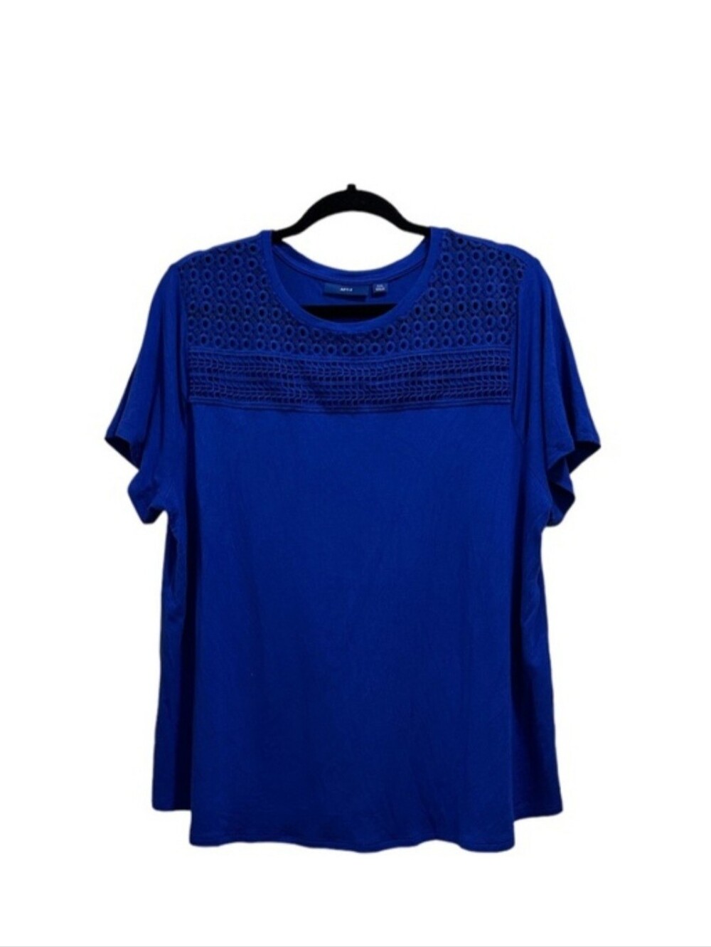 Apt. 9 short sleeve crochet crew neck royal blue shirt size XXL